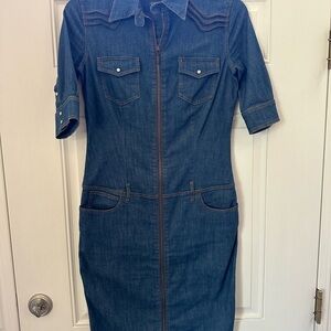 Alexander McQueen Denim Zip-Up Dress Size 44